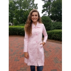 Erma's Closet Pink and White Checkerboard Long Jacket